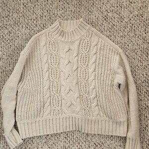 Lucky Brand Cream Cable Knit Turtleneck Sweater